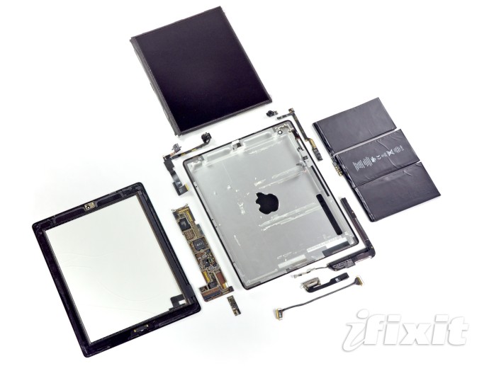 Das iPad 2 in Einzelteile zerlegt - Bildquelle ifixit.com